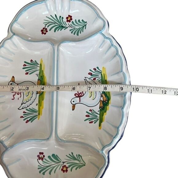 Vintage Deruta Italian Pottery Divided Serving Platter Ducks 13 X 9 1/2 - Picture 4 of 4